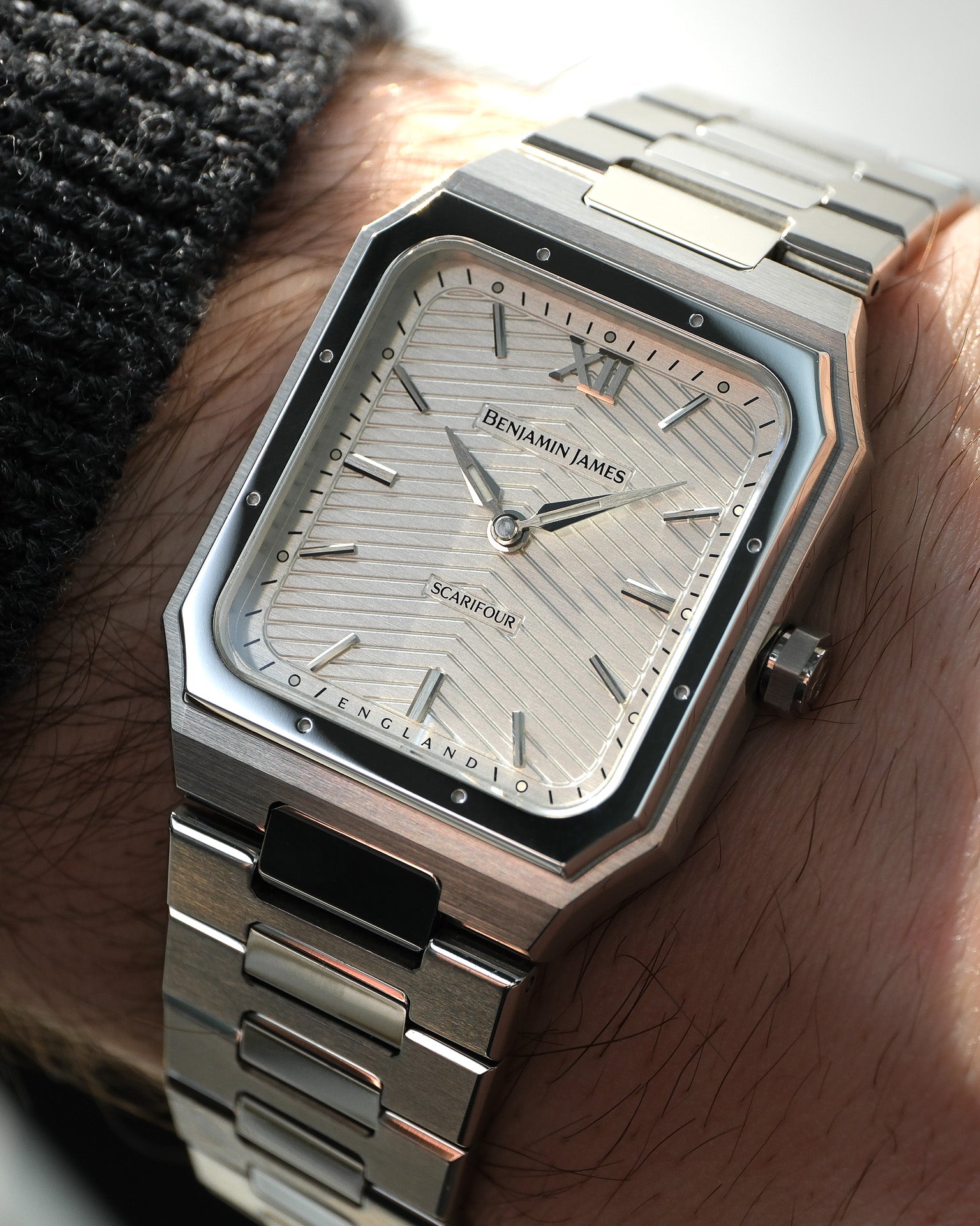 Scarifour Classic Silver | 31mm Rectangular Dress Watch | Benjamin